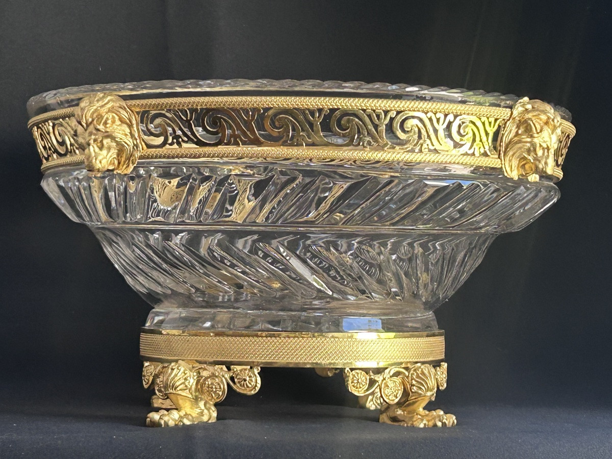 Milieu de table empire en cristal torsadé et bronze doré -photo-3