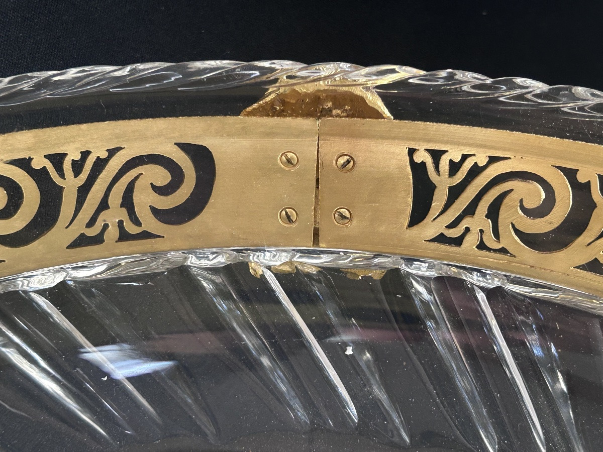 Milieu de table empire en cristal torsadé et bronze doré -photo-1
