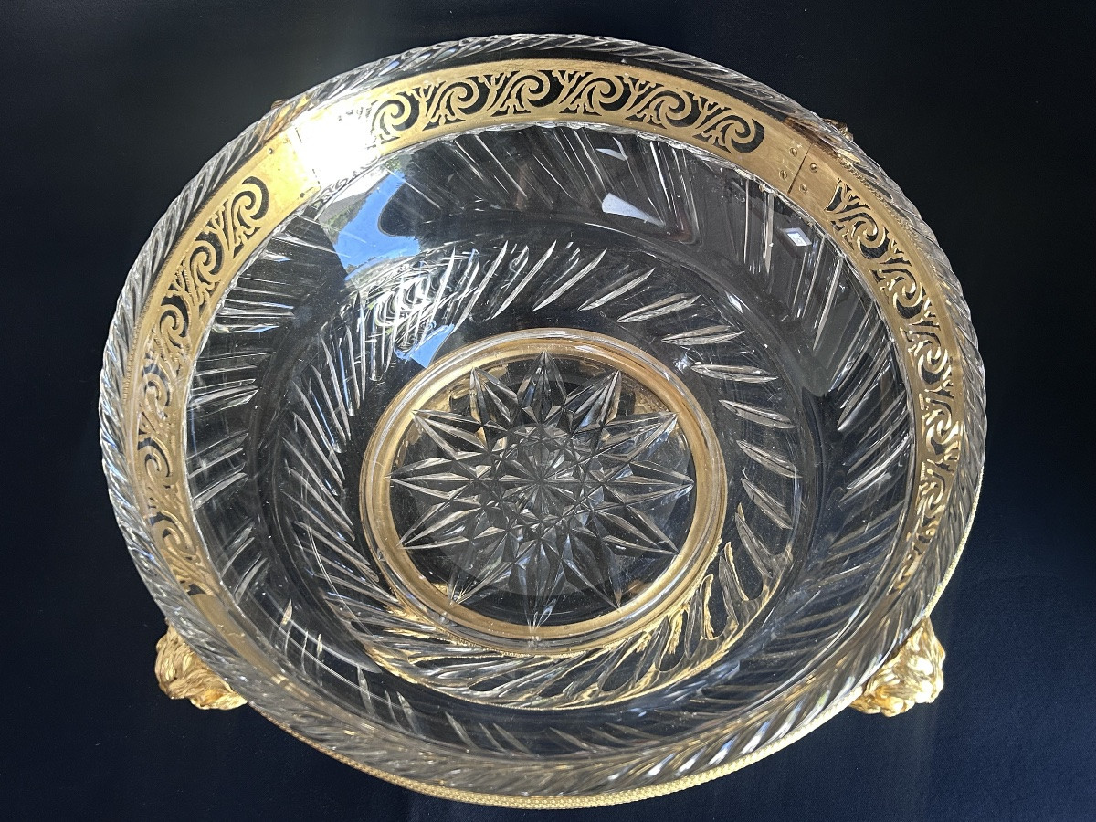 Milieu de table empire en cristal torsadé et bronze doré -photo-4