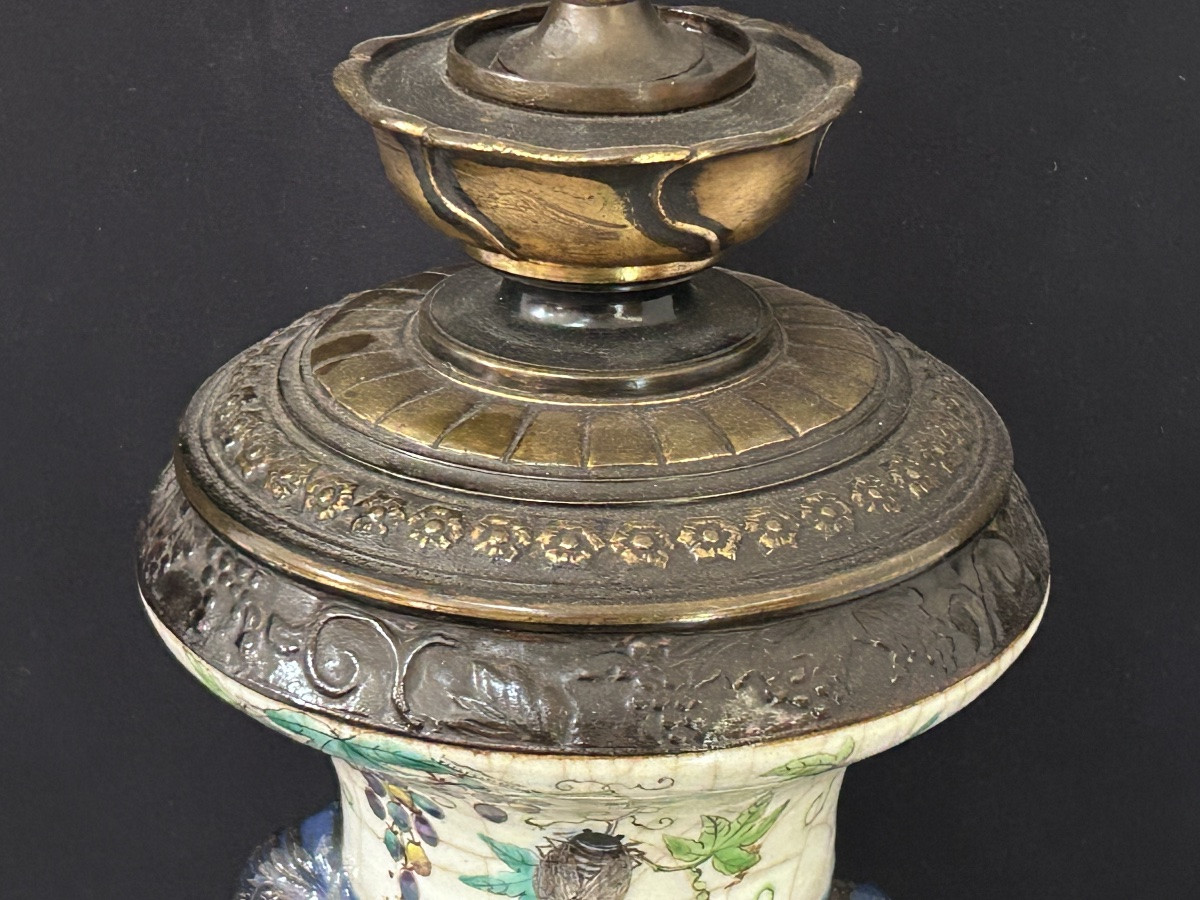 Lampe ancienne en porcelaine chinoise XIXe siècle -photo-3