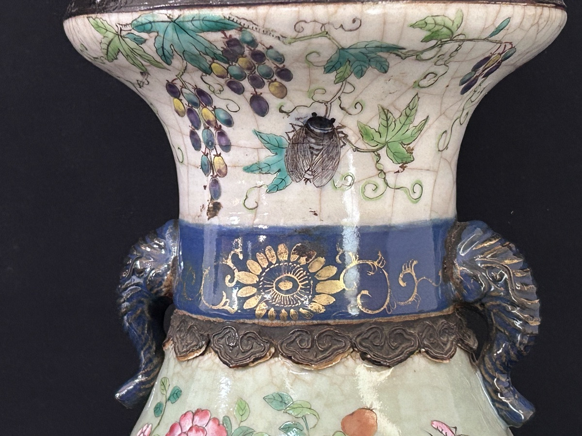 Lampe ancienne en porcelaine chinoise XIXe siècle -photo-4