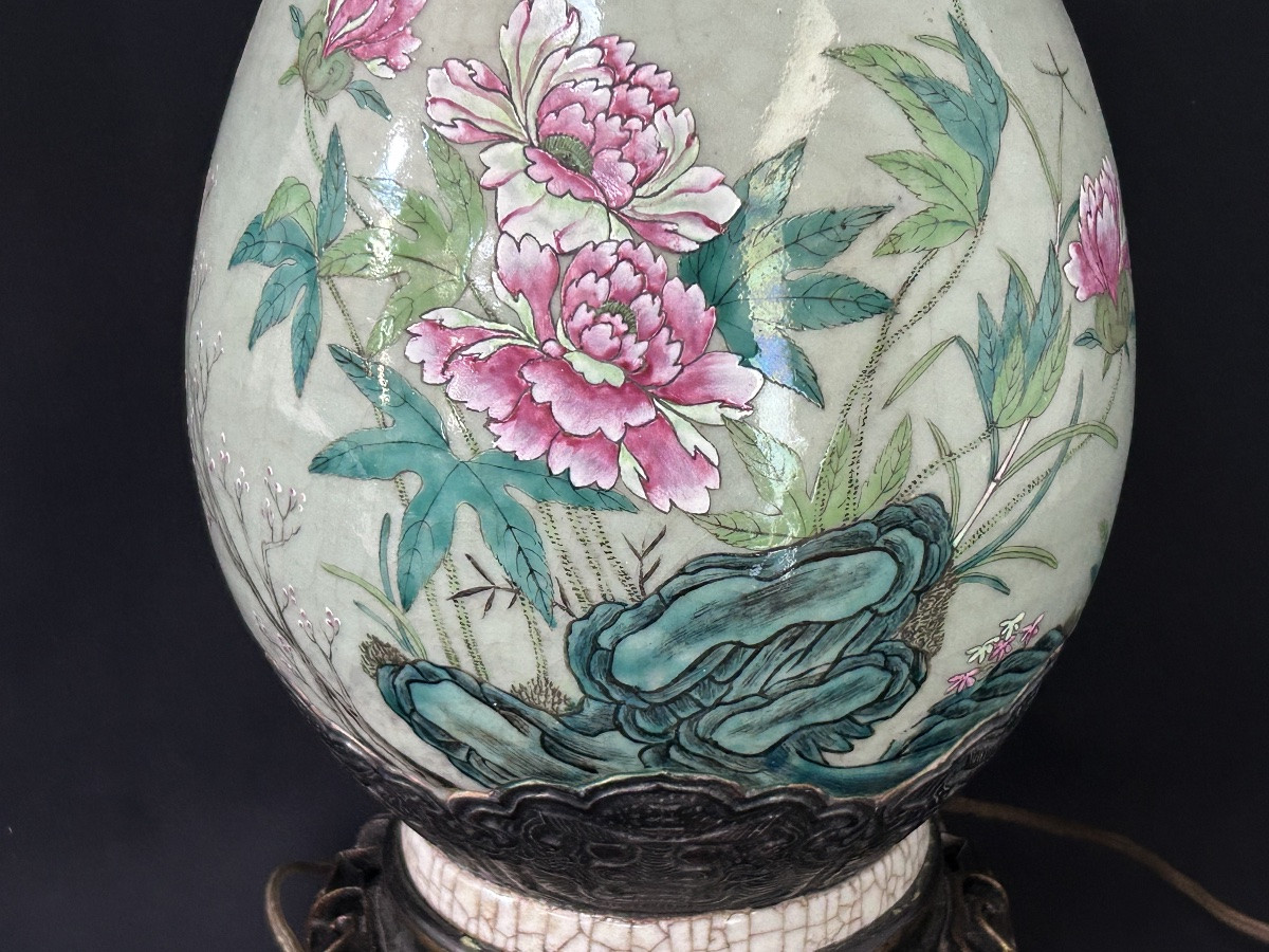 Lampe ancienne en porcelaine chinoise XIXe siècle -photo-6