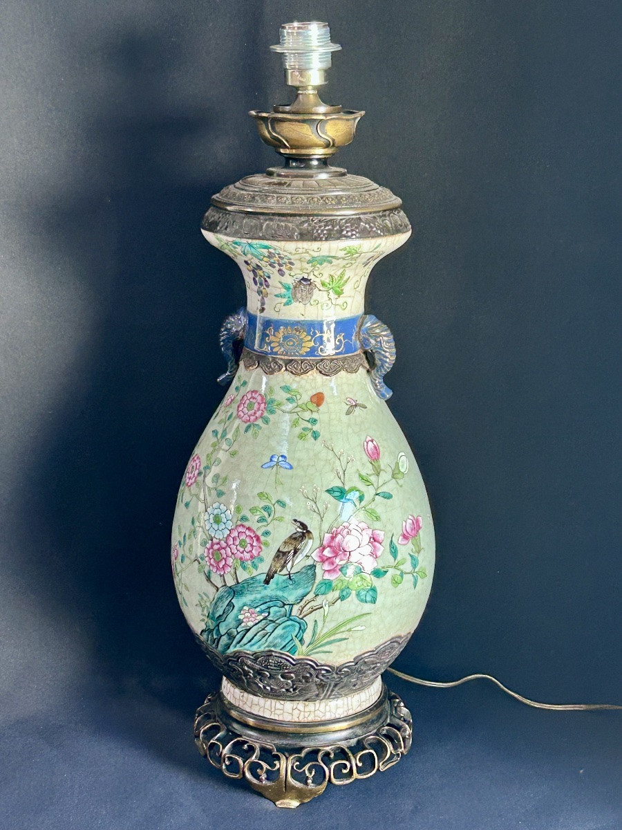 Lampe ancienne en porcelaine chinoise XIXe siècle -photo-7