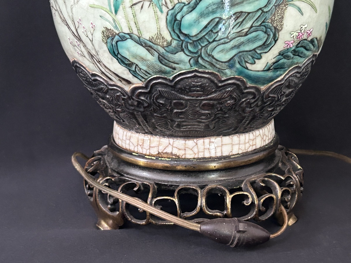 Lampe ancienne en porcelaine chinoise XIXe siècle -photo-8