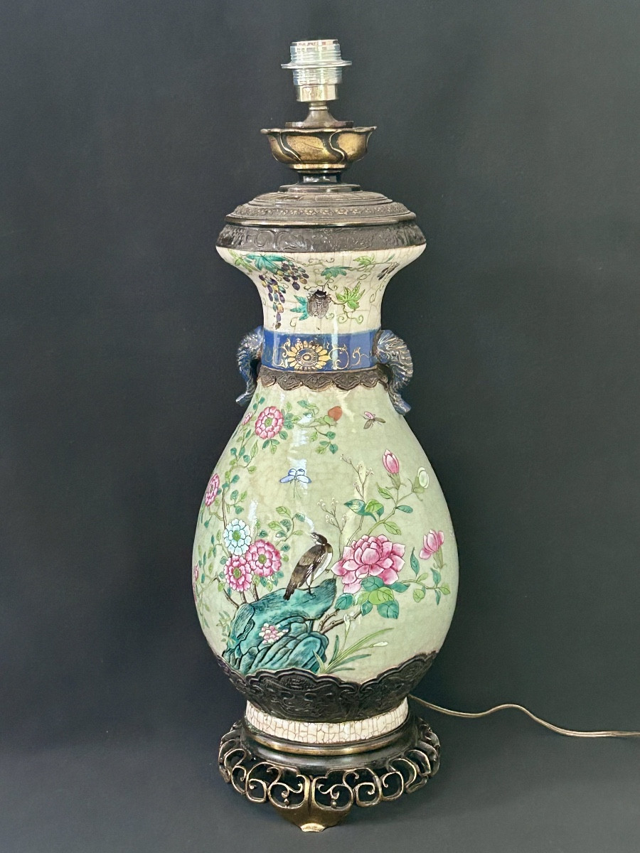 Lampe ancienne en porcelaine chinoise XIXe siècle 