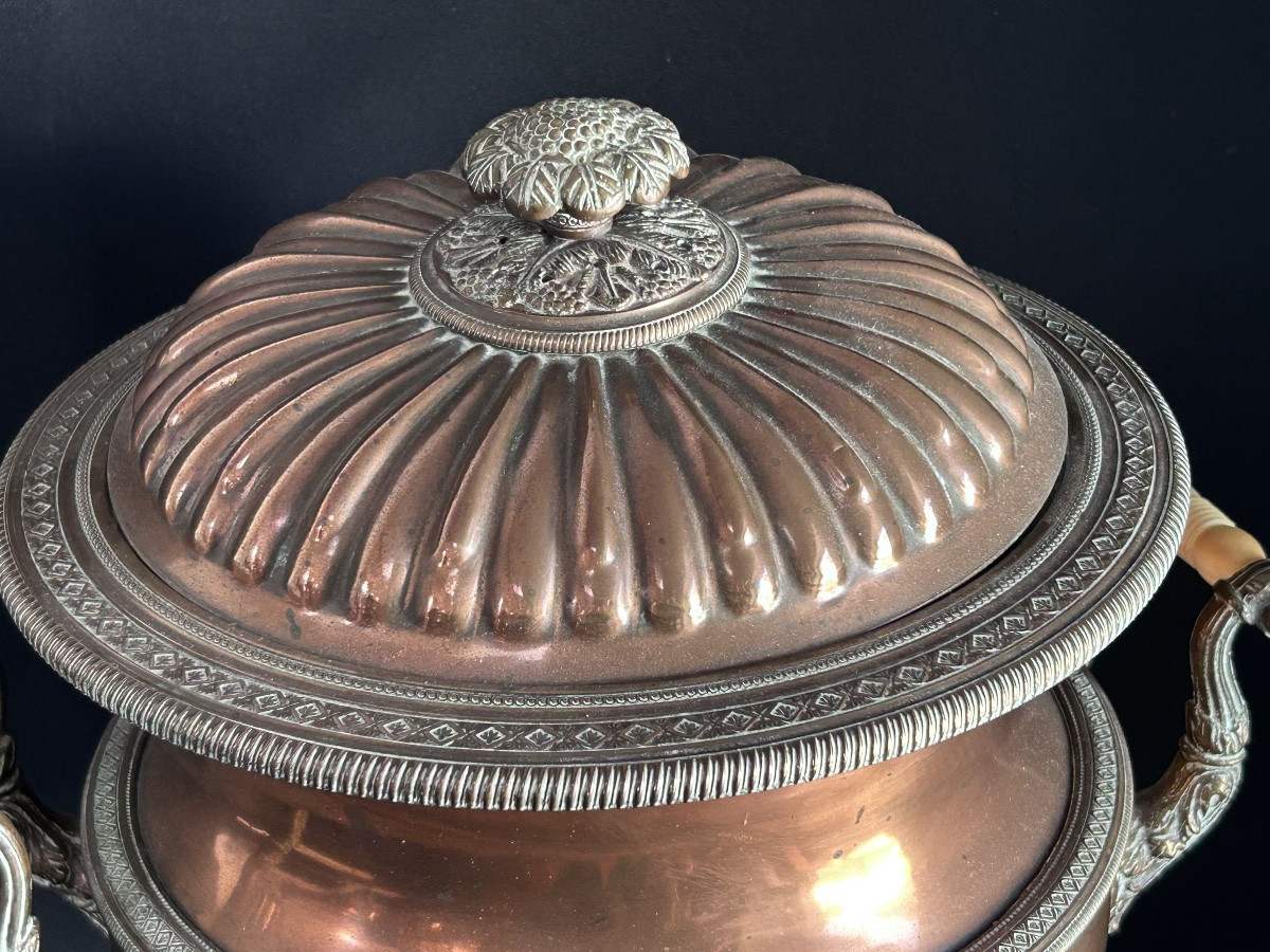 Antique George III Style Samovar In Copper, Brass And Bone-photo-3