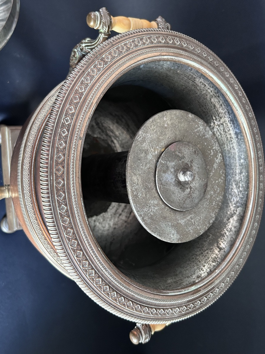 Antique George III Style Samovar In Copper, Brass And Bone-photo-2