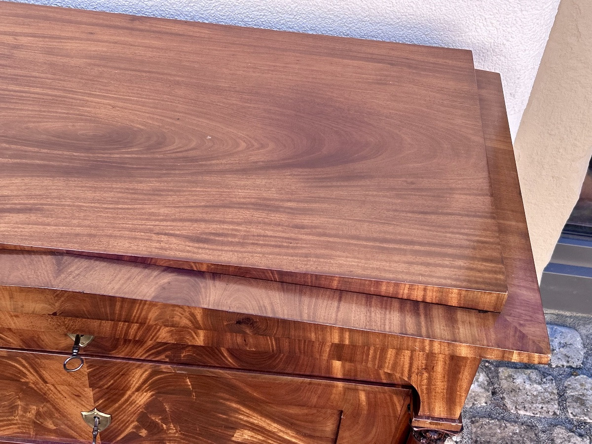 Commode Biedermeier en placage acajou XIXe siècle -photo-4