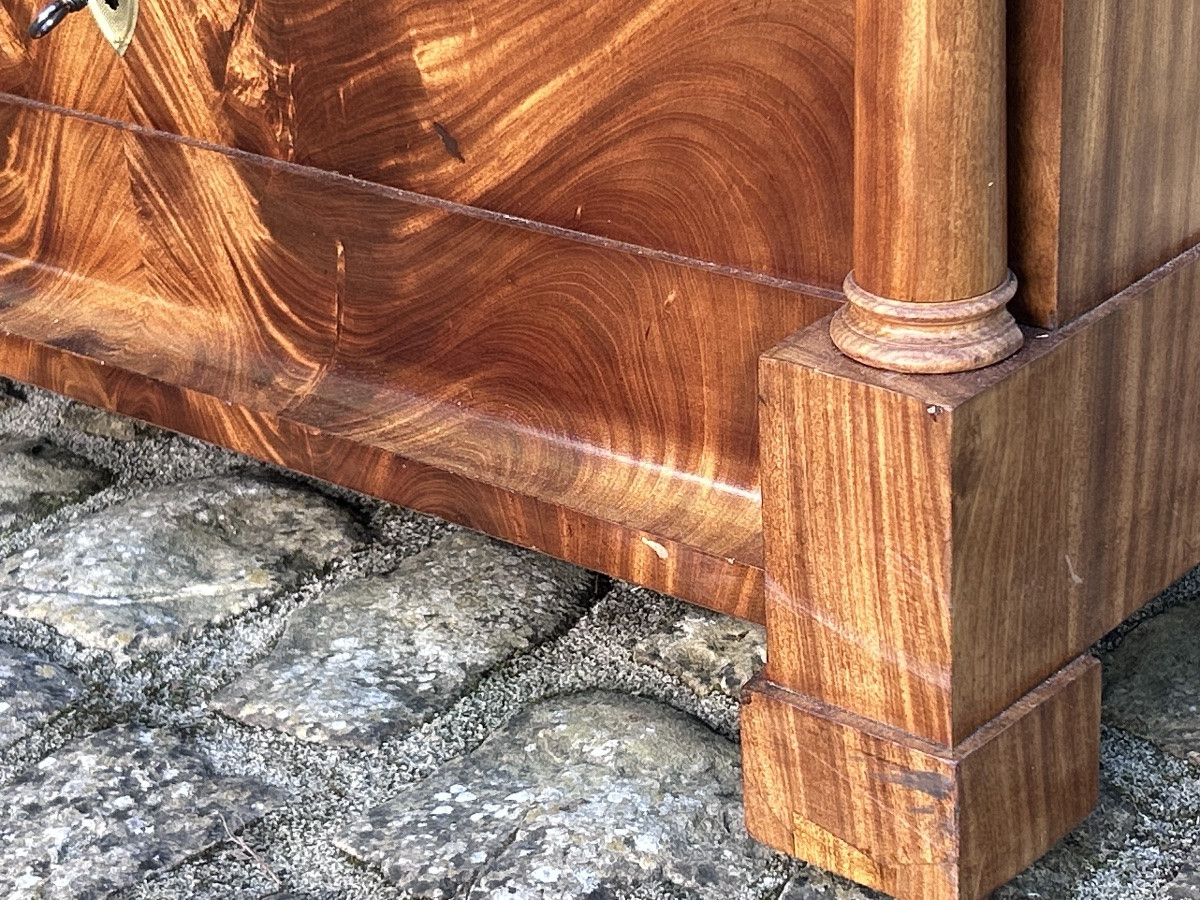Commode Biedermeier en placage acajou XIXe siècle -photo-2