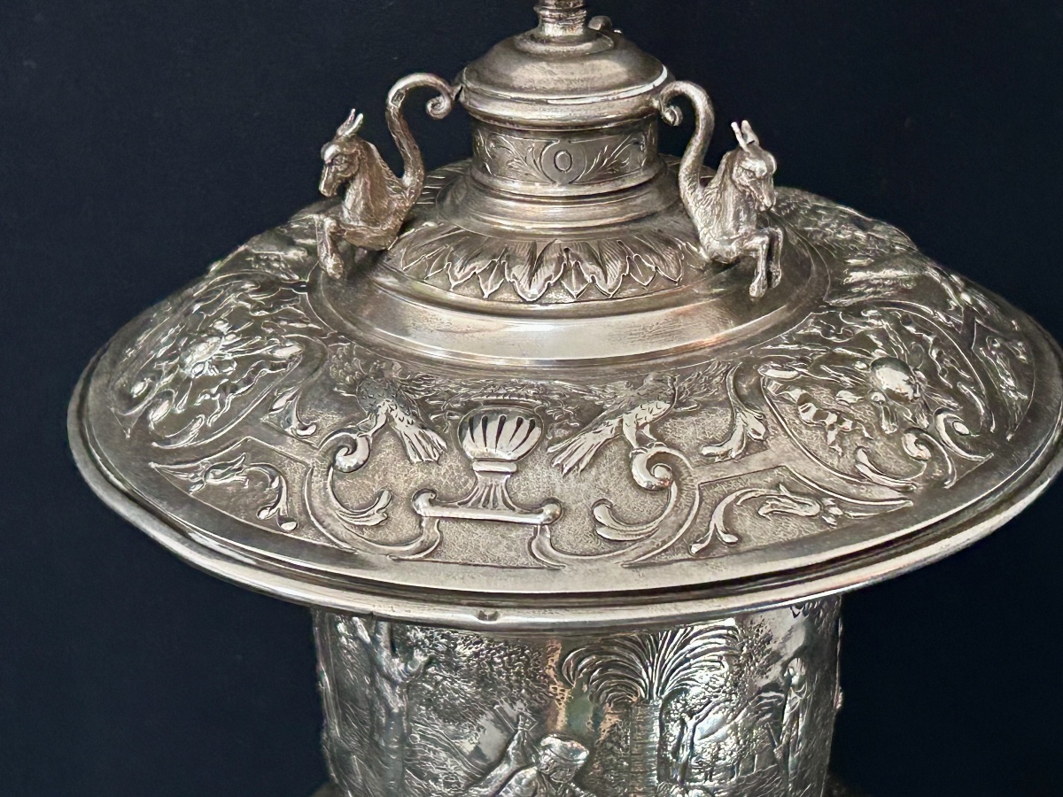 Hanap In Finely Chased Silver 18th Century-photo-3