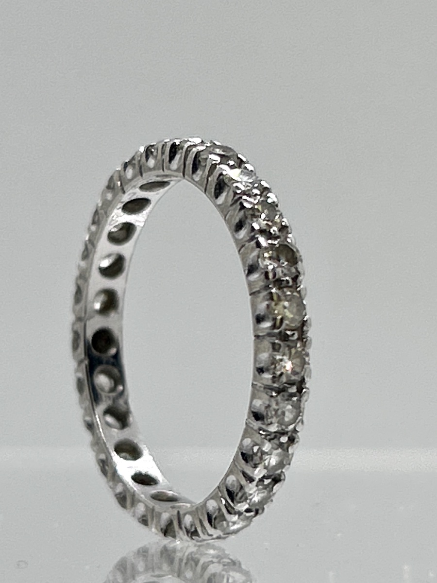 Alliance américaine en or blanc 18 carats sertie de brillants -photo-2