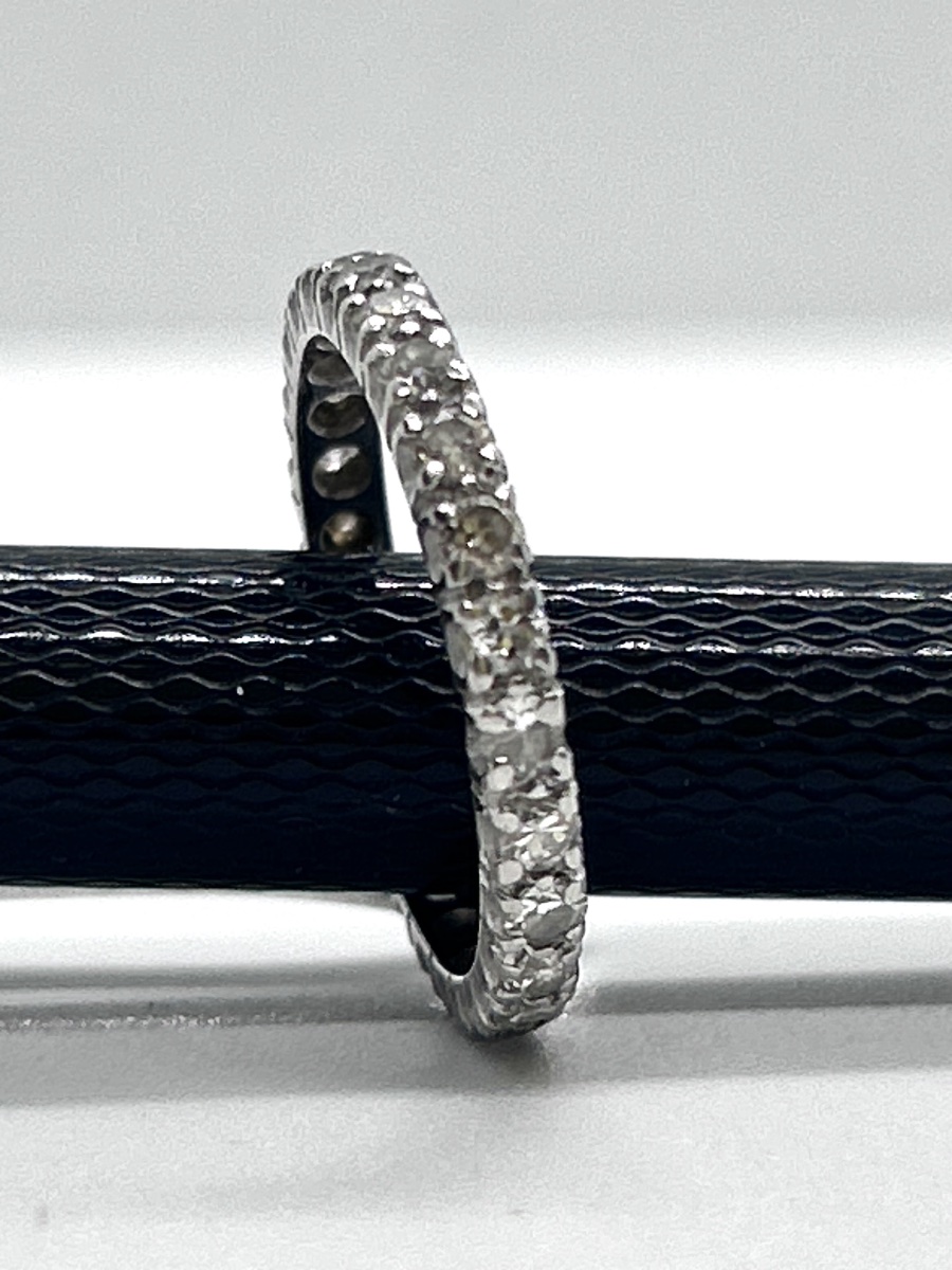 Alliance américaine en or blanc 18 carats sertie de brillants -photo-3