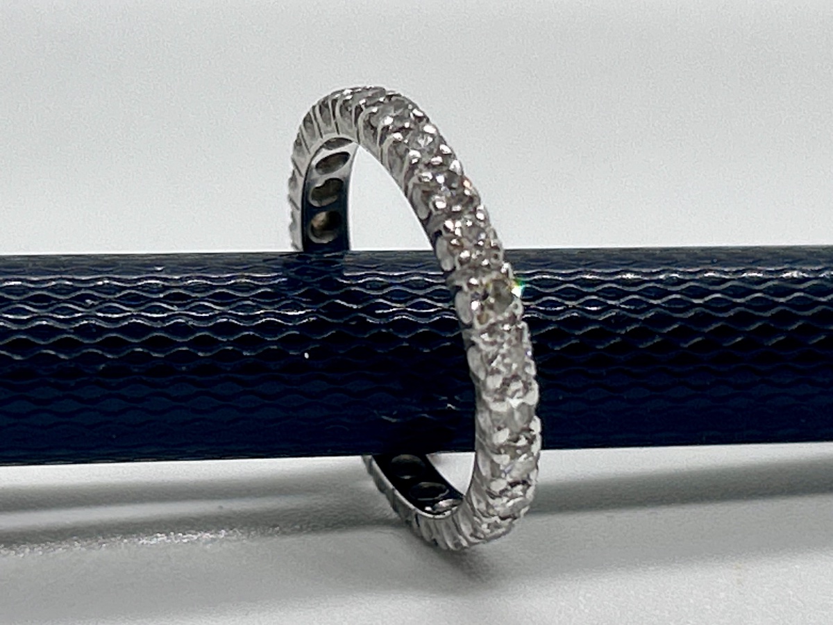 Alliance américaine en or blanc 18 carats sertie de brillants -photo-4