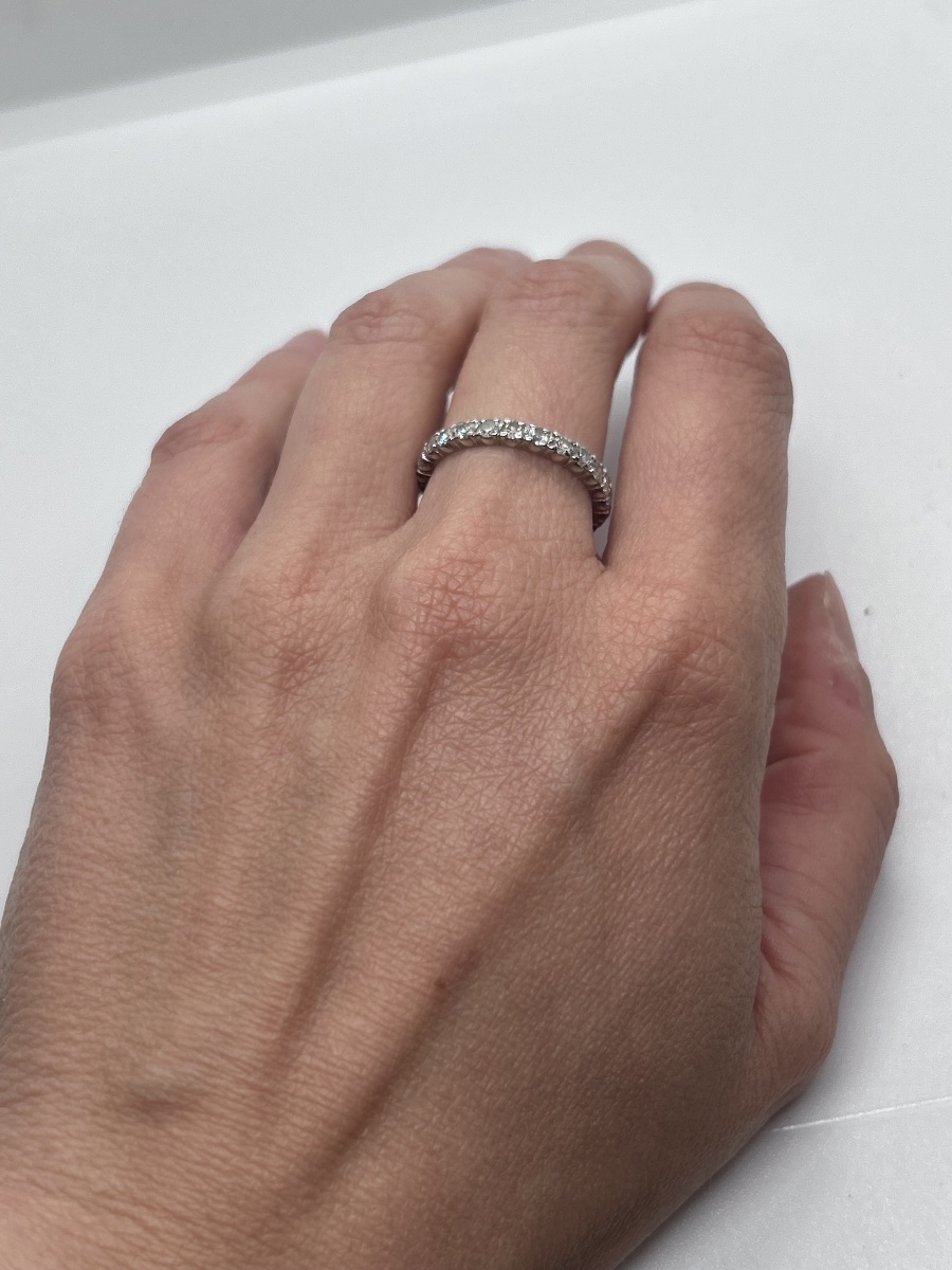 Alliance américaine en or blanc 18 carats sertie de brillants -photo-4