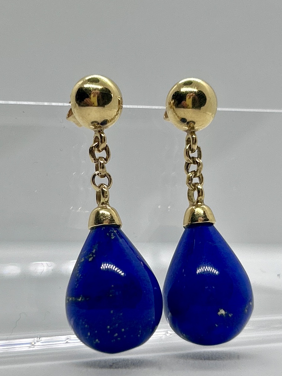 18-carat Gold And Lapis Lazuli Drop Earrings-photo-3