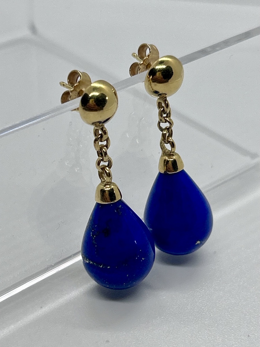 18-carat Gold And Lapis Lazuli Drop Earrings-photo-4