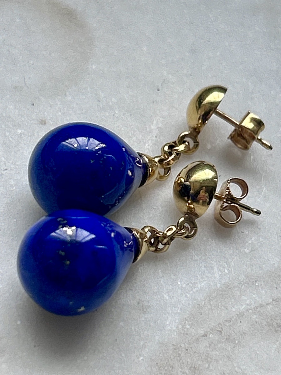 18-carat Gold And Lapis Lazuli Drop Earrings-photo-1