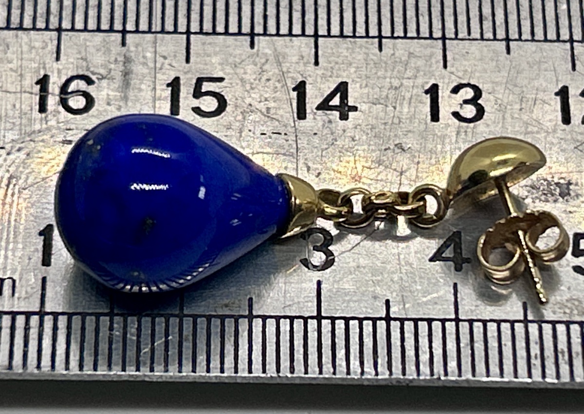 18-carat Gold And Lapis Lazuli Drop Earrings-photo-2