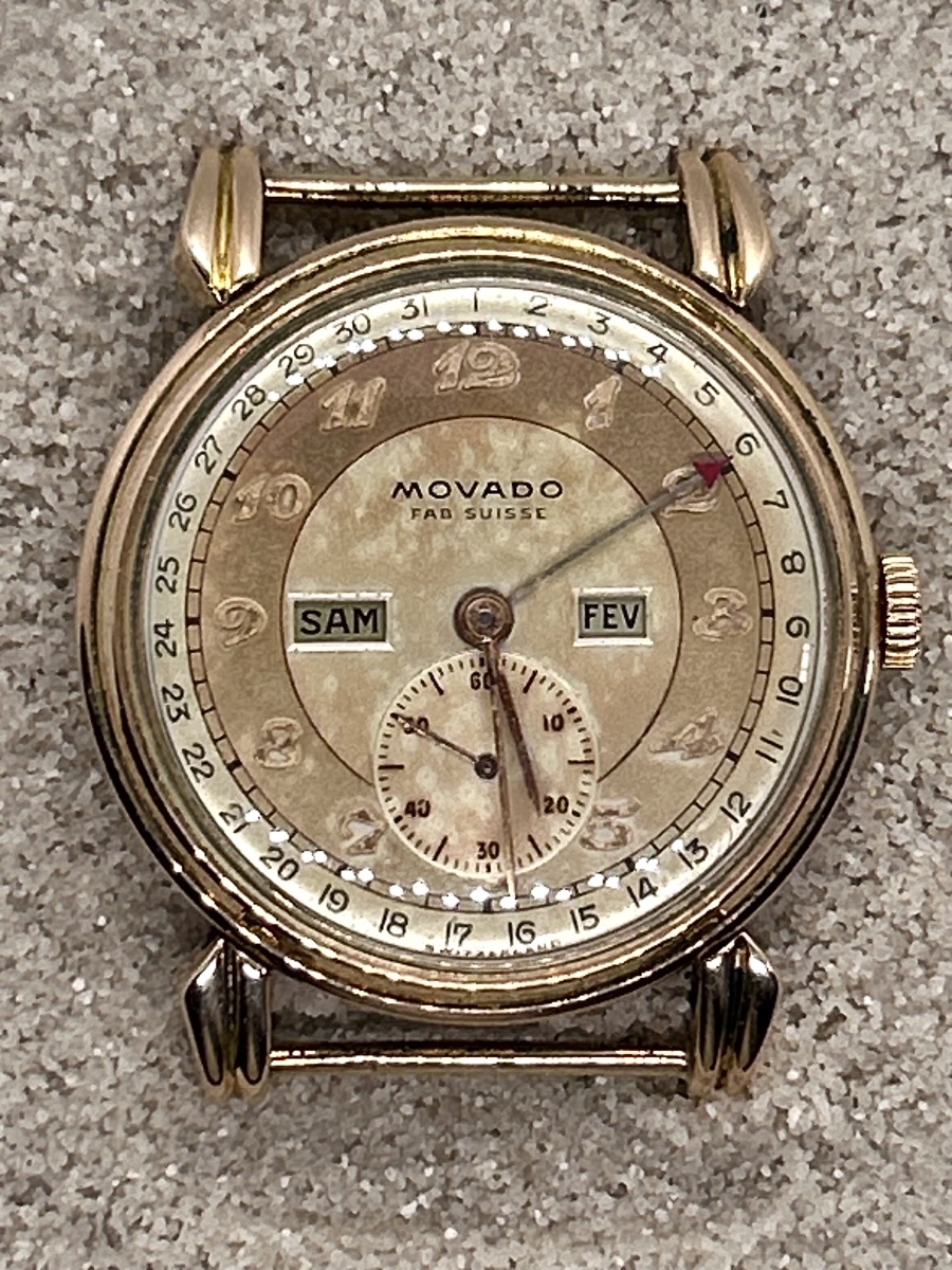 Montre art déco Movado triple calendrier en or 18 carats -photo-2