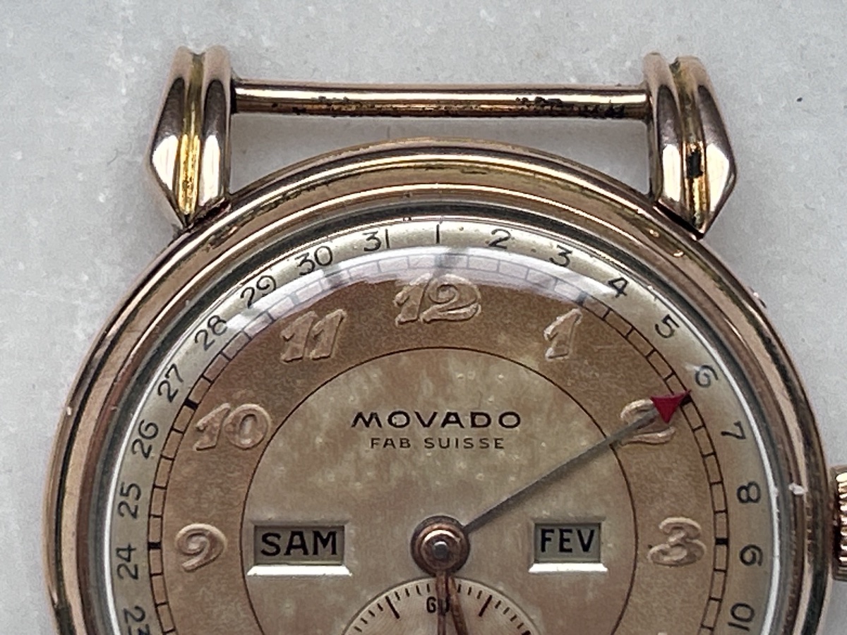 Montre art déco Movado triple calendrier en or 18 carats -photo-1