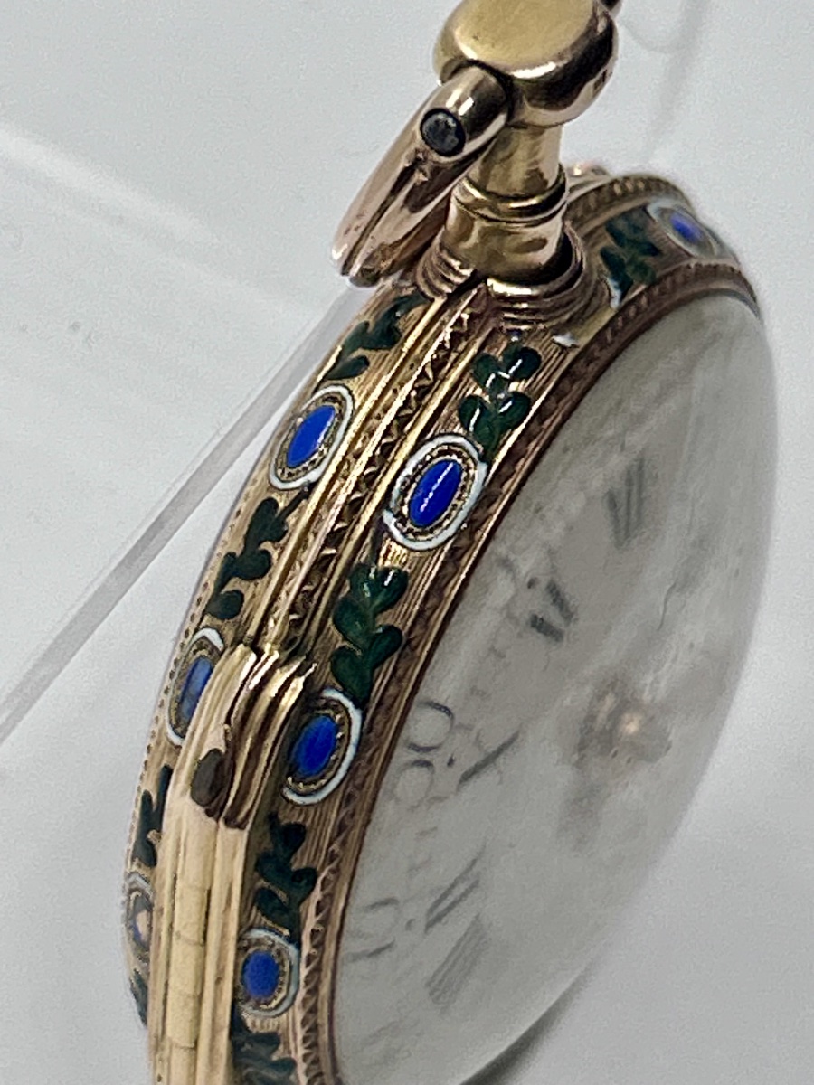 18-karat Gold Enamel Pocket Watch By Charles Leroy Paris-photo-4