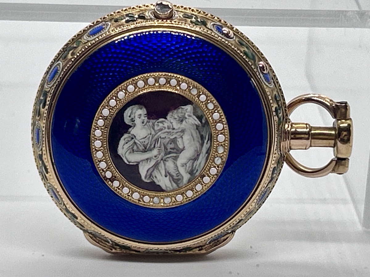 18-karat Gold Enamel Pocket Watch By Charles Leroy Paris-photo-1