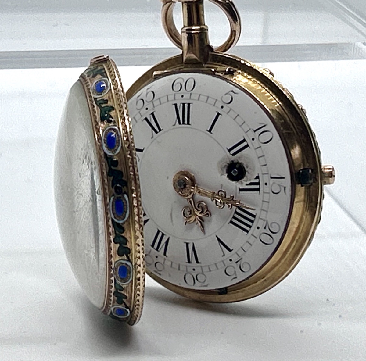18-karat Gold Enamel Pocket Watch By Charles Leroy Paris-photo-5