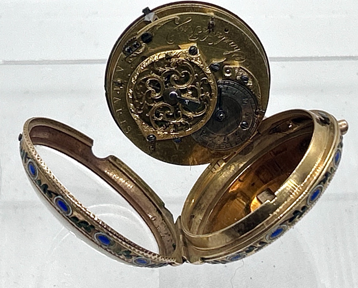 18-karat Gold Enamel Pocket Watch By Charles Leroy Paris-photo-6