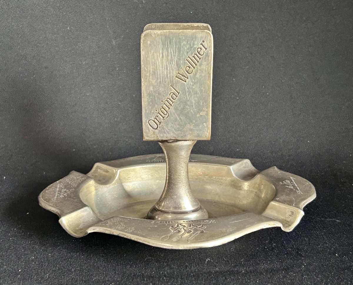 Alfa Luxembourg Hotel, Art Deco Silver-plated Metal Ashtray By Wellner-photo-3