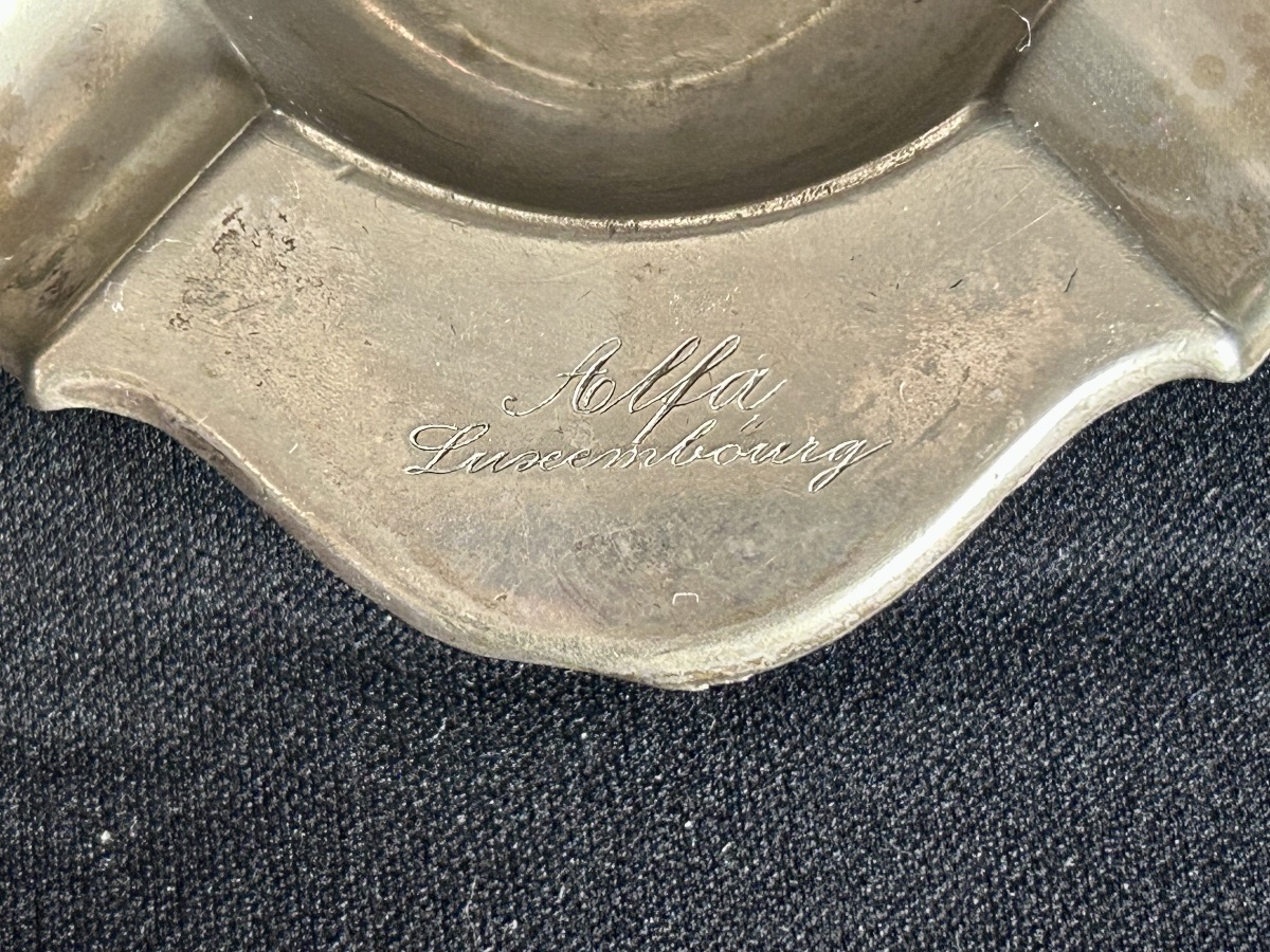 Alfa Luxembourg Hotel, Art Deco Silver-plated Metal Ashtray By Wellner-photo-2