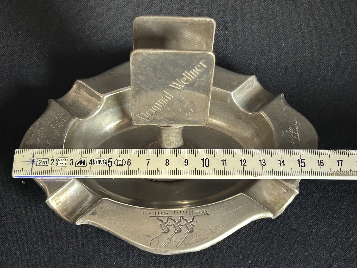 Alfa Luxembourg Hotel, Art Deco Silver-plated Metal Ashtray By Wellner-photo-5