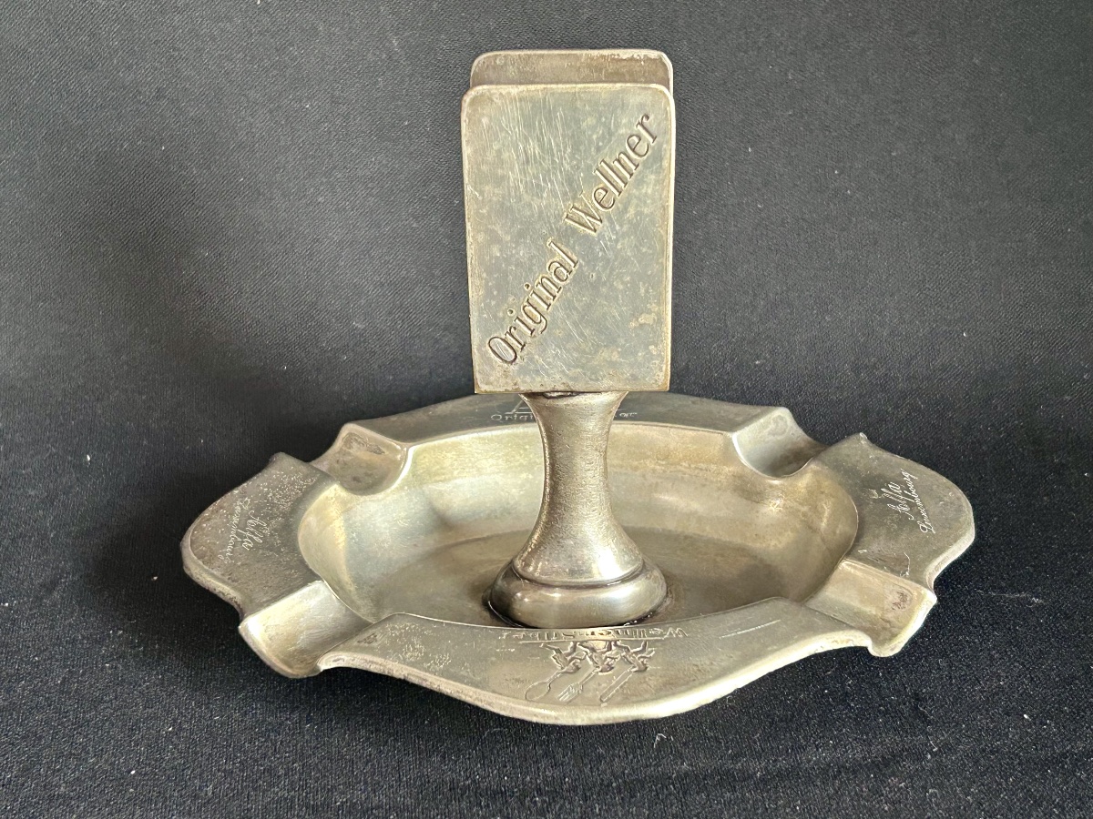 Alfa Luxembourg Hotel, Art Deco Silver-plated Metal Ashtray By Wellner