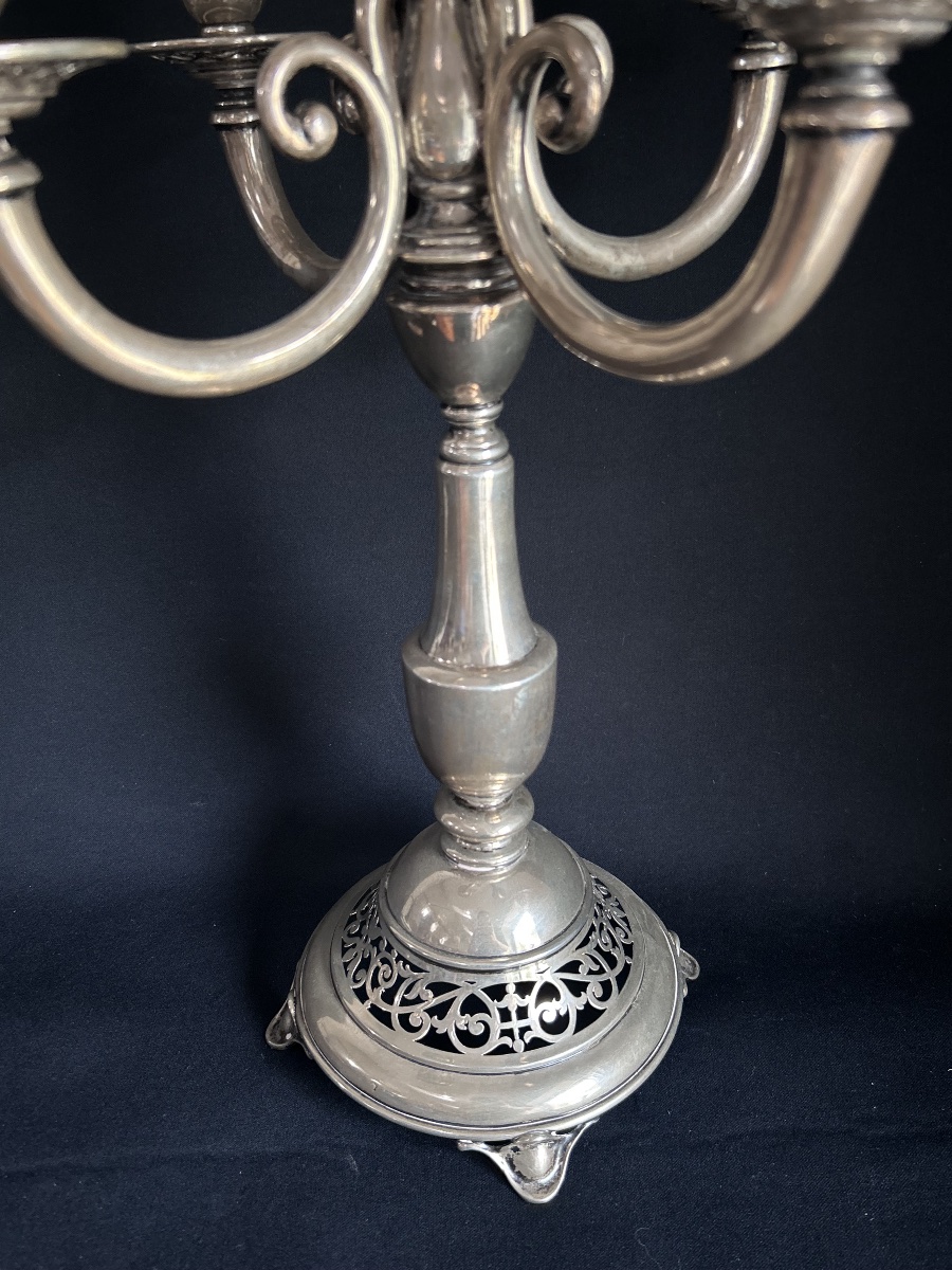 Candélabre de table en argent massif à 5 bras de lumière -photo-8