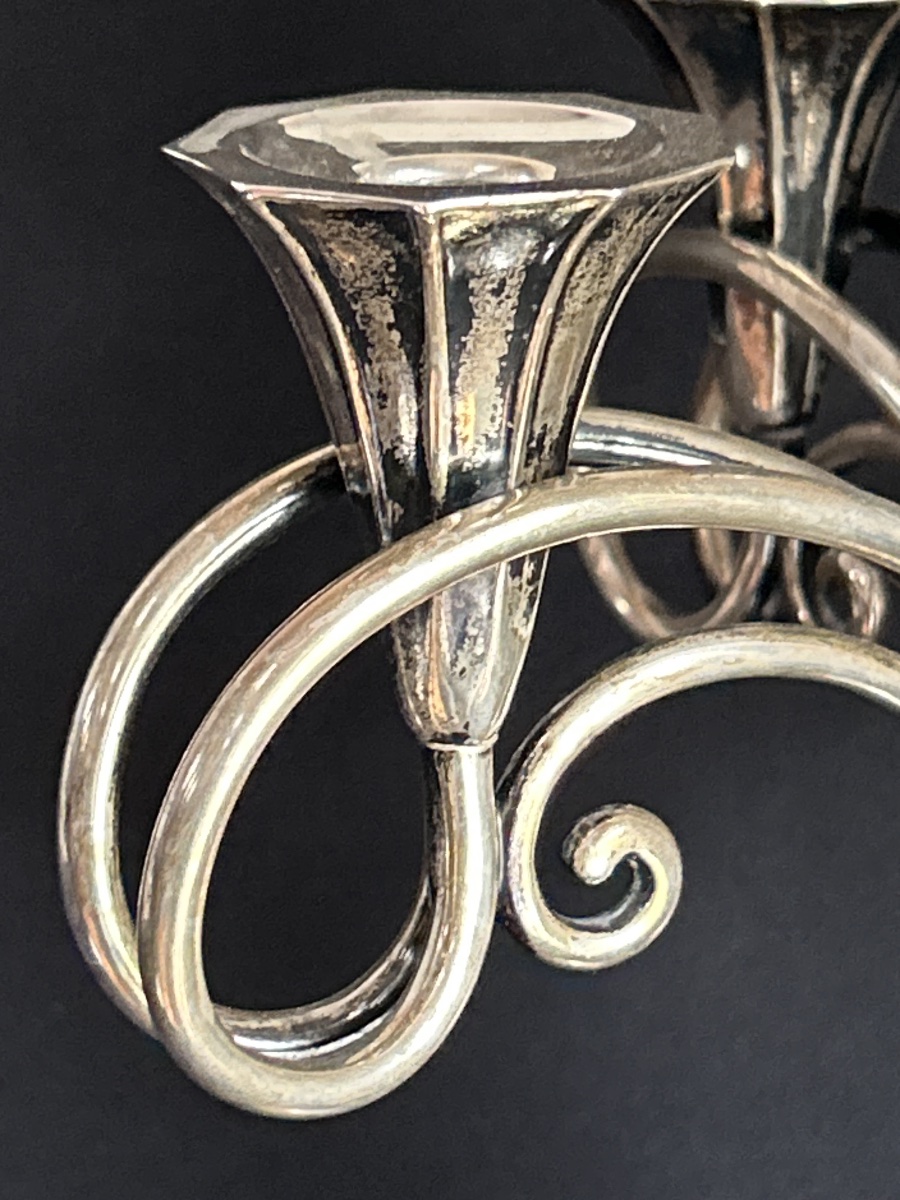 Candélabre hongrois art nouveau en argent massif-photo-4