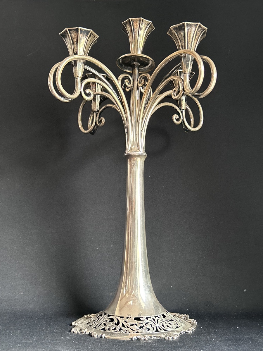 Candélabre hongrois art nouveau en argent massif-photo-1