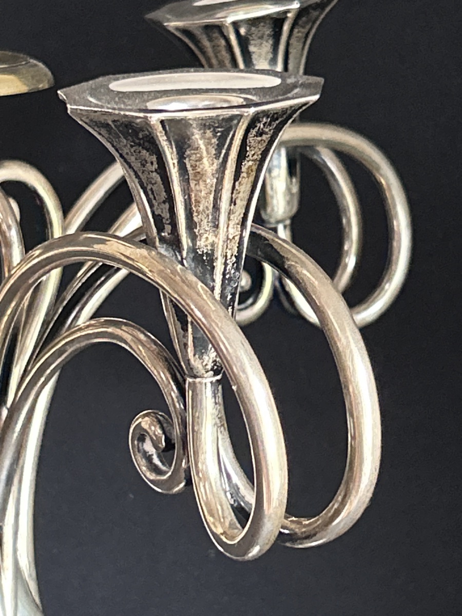 Candélabre hongrois art nouveau en argent massif-photo-3