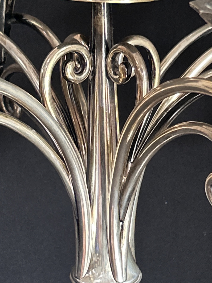 Candélabre hongrois art nouveau en argent massif-photo-4