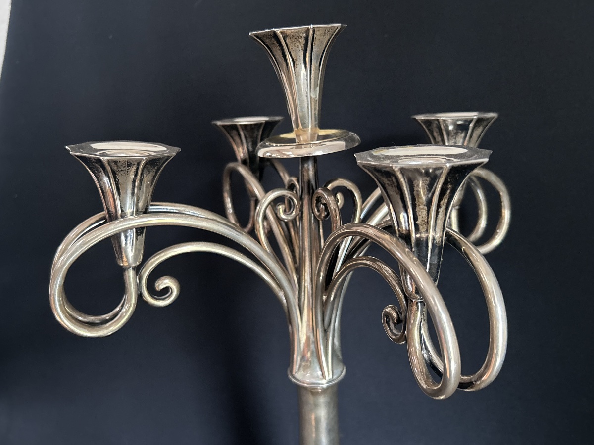 Candélabre hongrois art nouveau en argent massif-photo-8