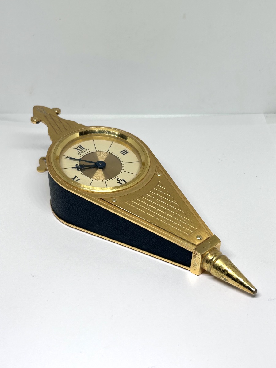 Jaeger-lecoultre Table Clock Shaped Like A Bellows With Gold-plated Latin Lettering -photo-2