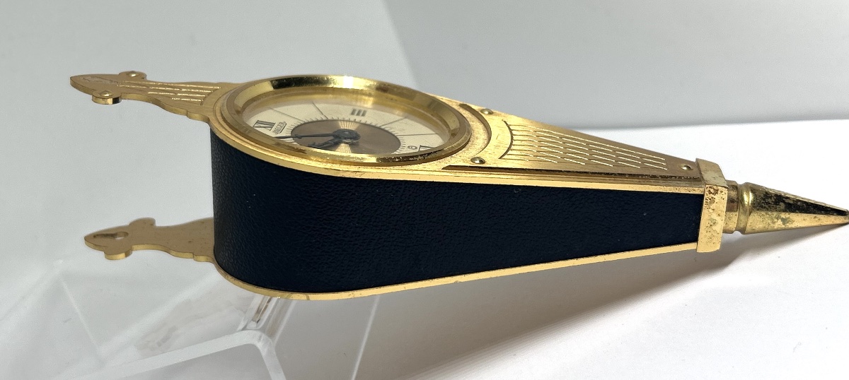 Jaeger-lecoultre Table Clock Shaped Like A Bellows With Gold-plated Latin Lettering -photo-3