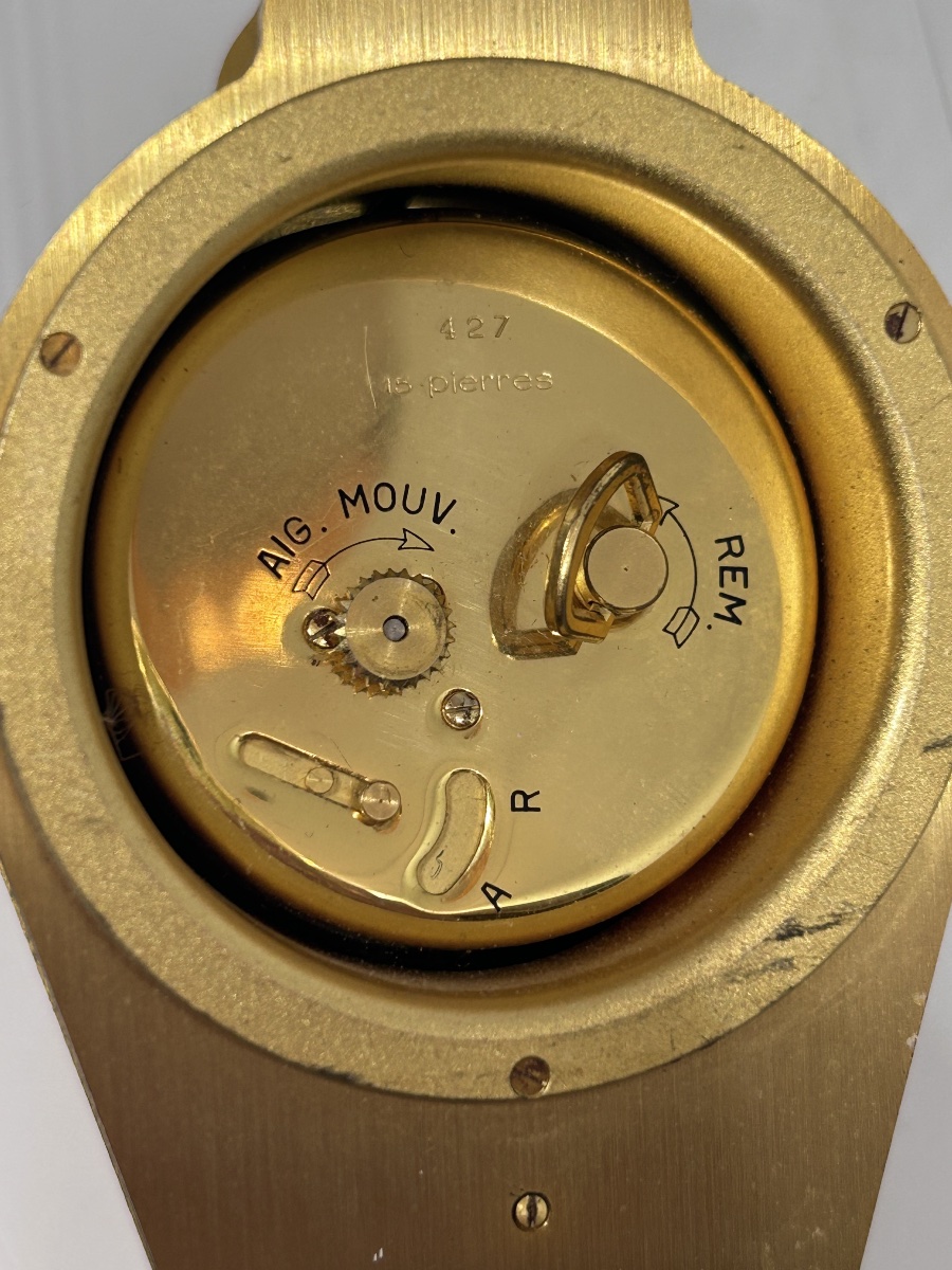 Jaeger-lecoultre Table Clock Shaped Like A Bellows With Gold-plated Latin Lettering -photo-4