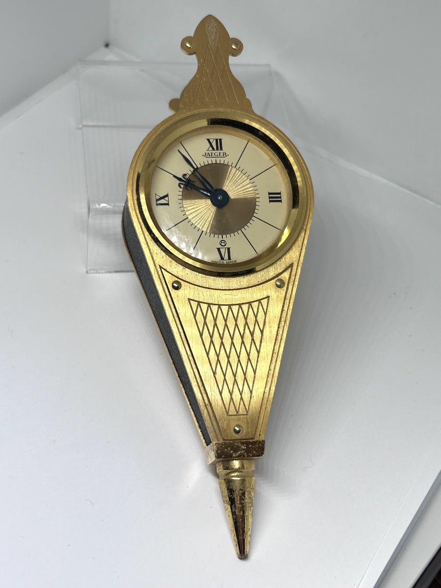 Jaeger-lecoultre Table Clock Shaped Like A Bellows With Gold-plated Latin Lettering -photo-4