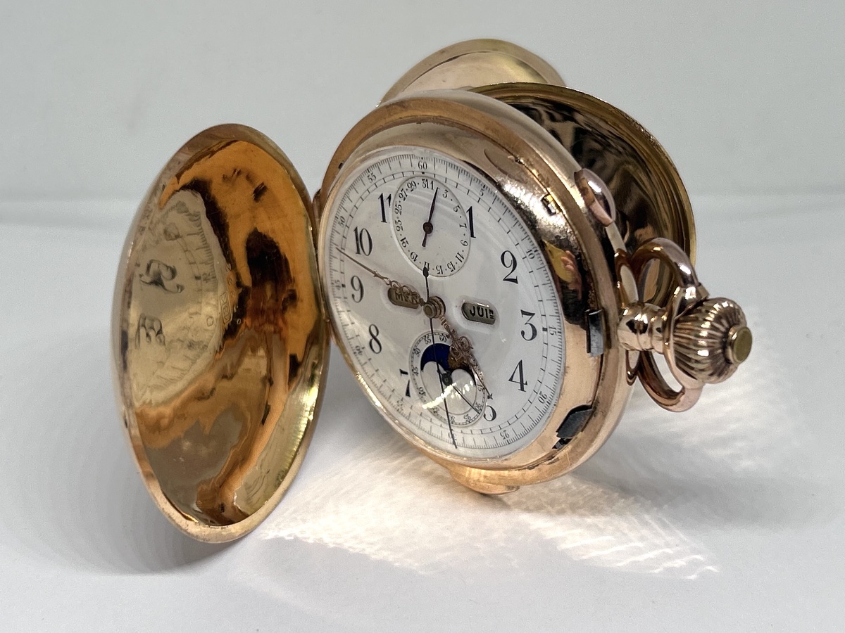 The Phare Triple Calendar Repeater Pocket Watch In Rose Gold 