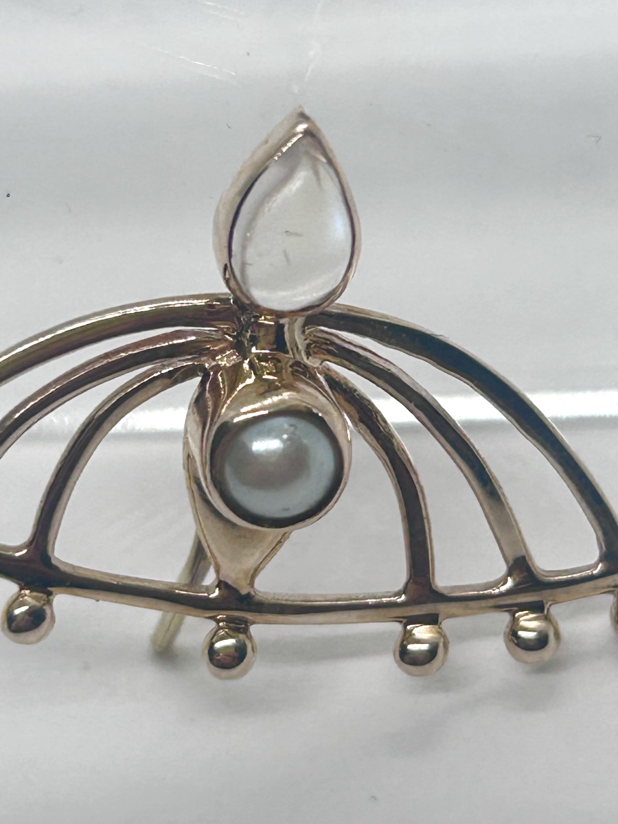 Boucles d’oreille art nouveau en or 18 carats et perle fine -photo-4