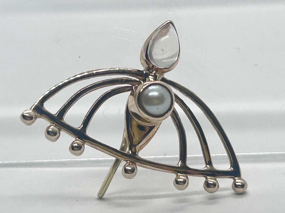 Boucles d’oreille art nouveau en or 18 carats et perle fine -photo-1