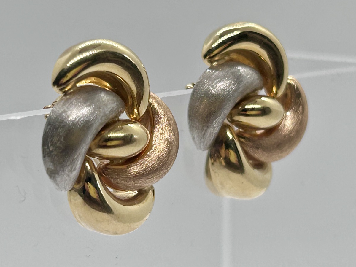 Boucles d’oreille 3 ors 18 carats à clips -photo-2