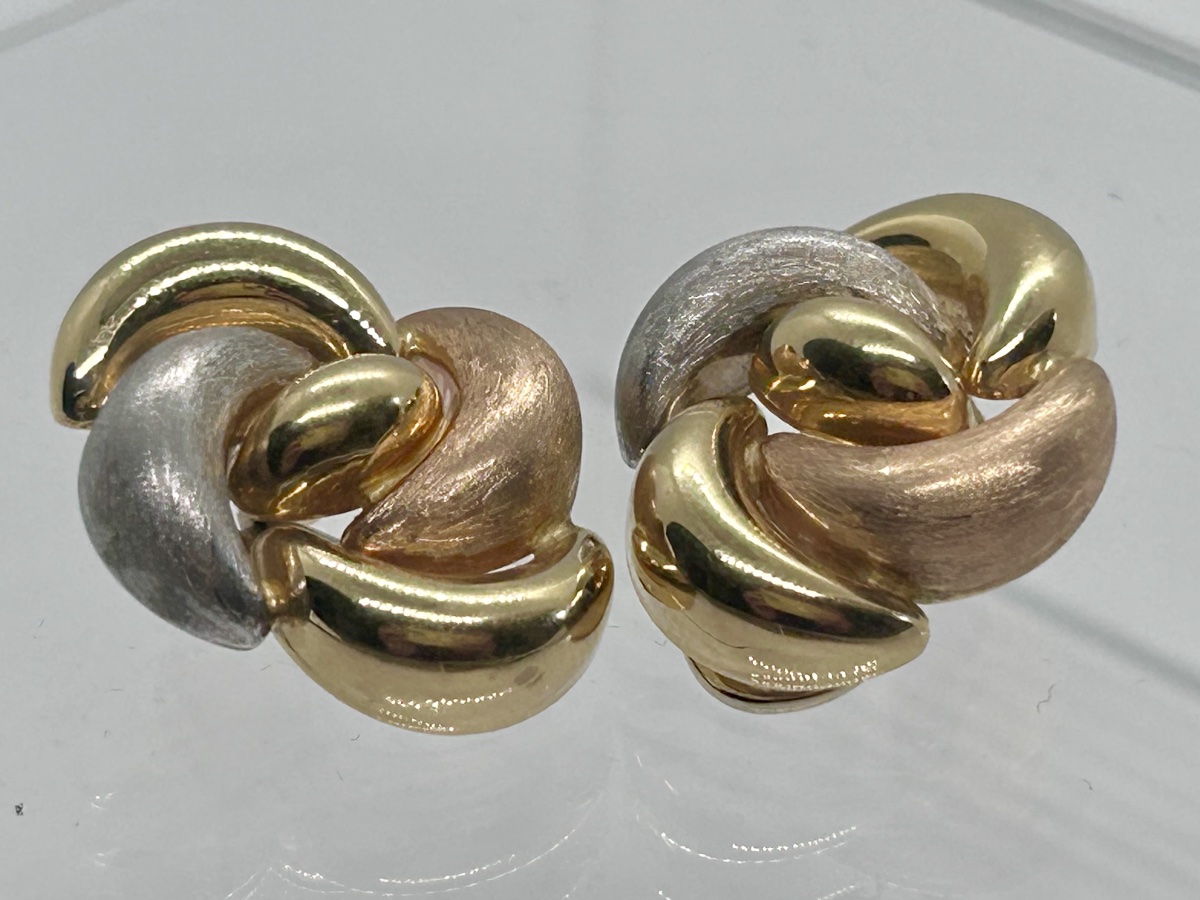 Boucles d’oreille 3 ors 18 carats à clips -photo-3