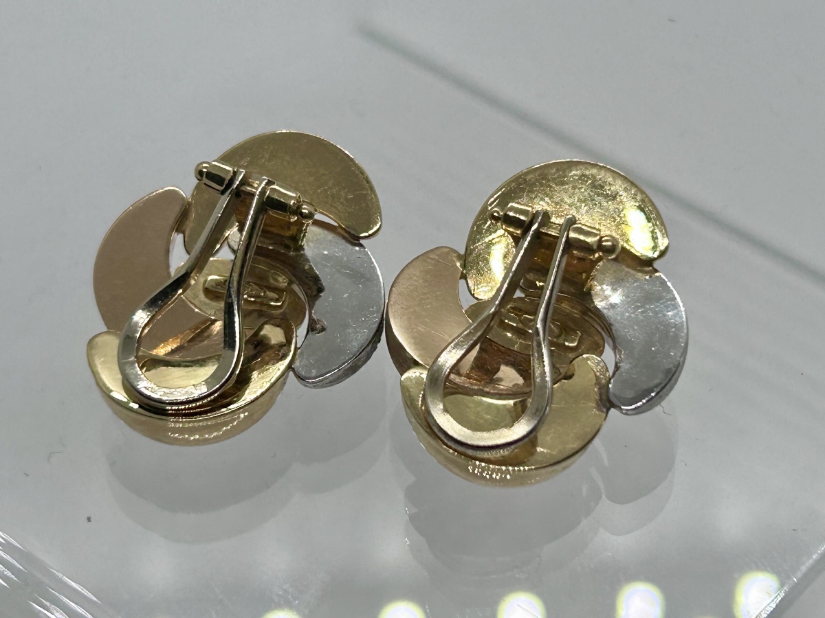 Boucles d’oreille 3 ors 18 carats à clips -photo-1