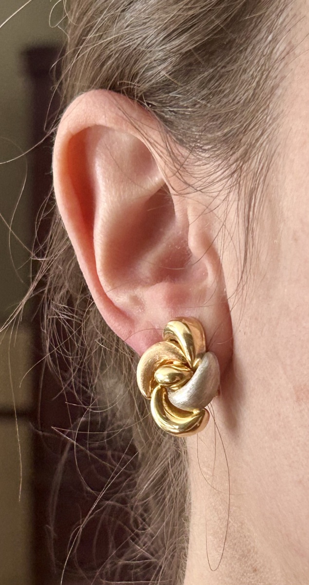 Boucles d’oreille 3 ors 18 carats à clips -photo-6