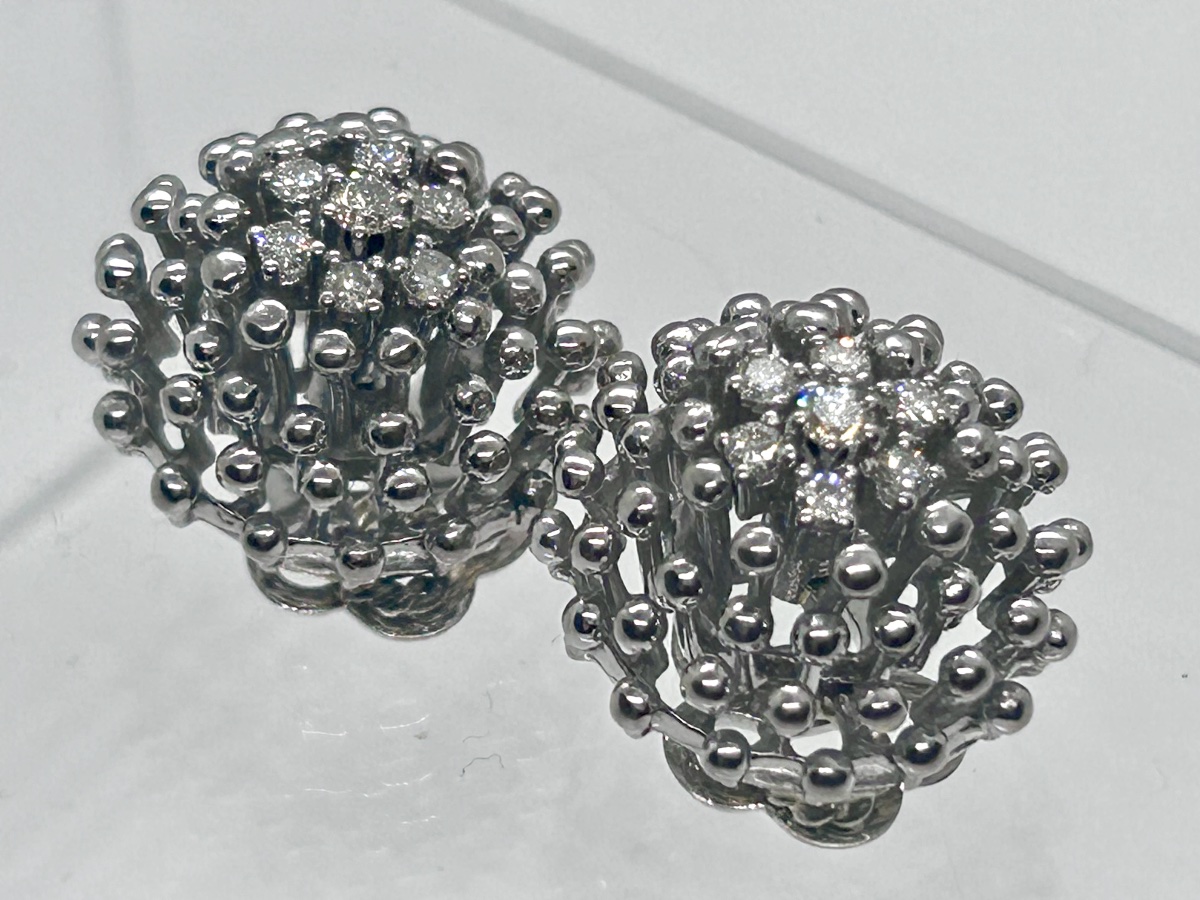 Boucles d’oreille à clips en or blanc 18 carats et brillants -photo-4